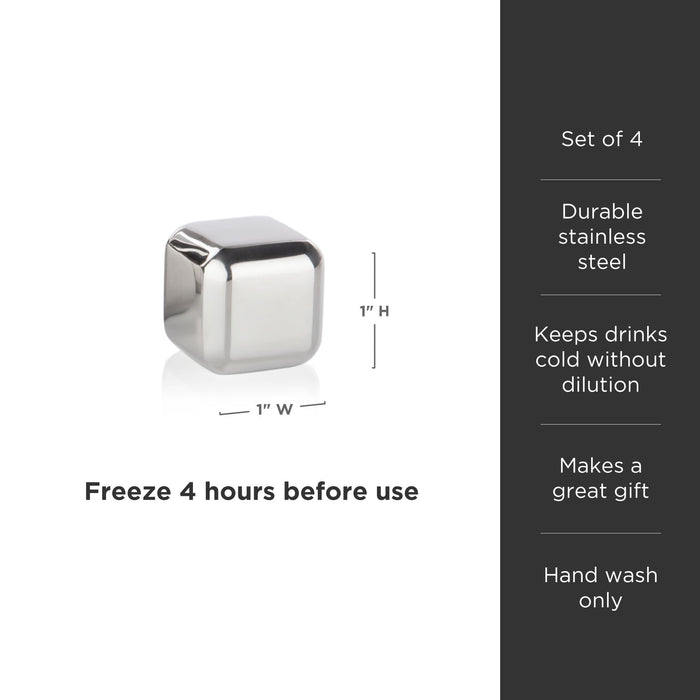 Glacier Rocks Stainless Steel Cube Set of 4 (Online Only)