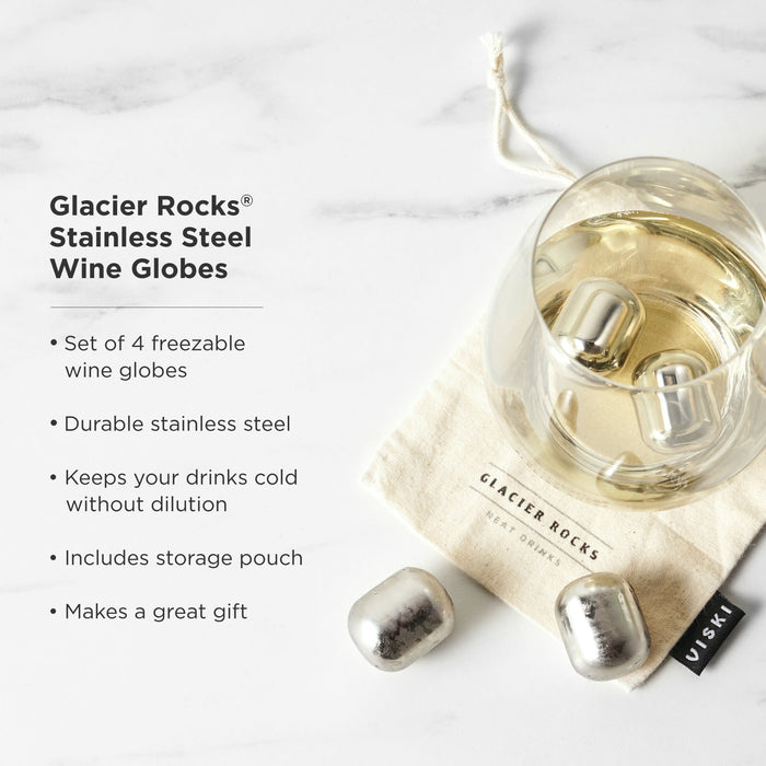 Glacier Rocks Stainless Steel Wine Globes Set of 4 (Online Only)