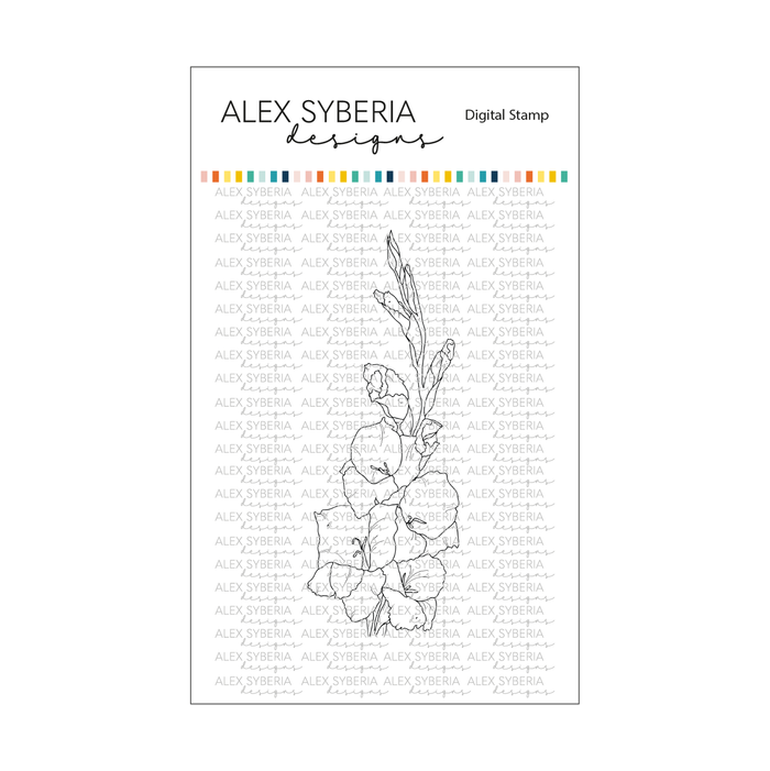 Gladiolus Slimline Card Panel Digi Stamp