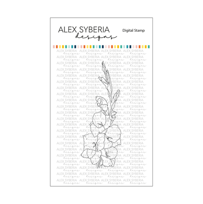Gladiolus Slimline Card Panel Digi Stamp