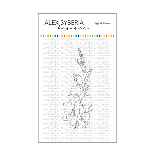 Gladiolus Slimline Card Panel Digi Stamp