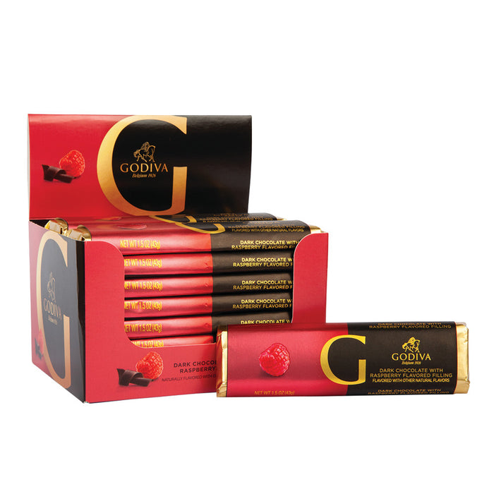 Godiva Dark Chocolate Filled With Raspberry 1.5oz Bar - 24ct