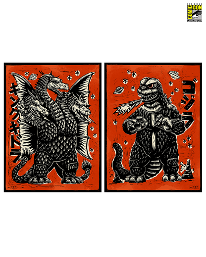 Godzilla and King Ghidorah on Planet X Poster Set