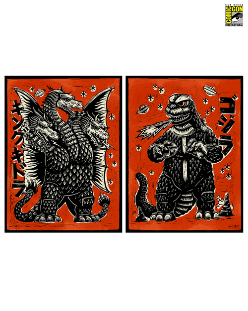 Godzilla and King Ghidorah on Planet X Poster Set