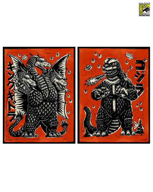 Godzilla and King Ghidorah on Planet X Poster Set