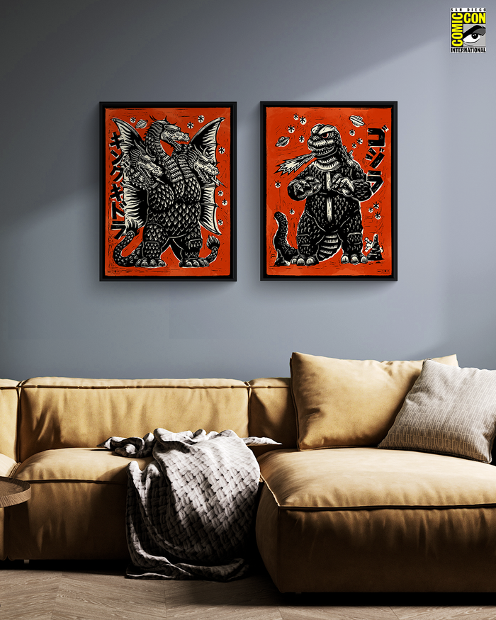 Godzilla and King Ghidorah on Planet X Poster Set