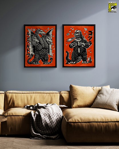 Godzilla and King Ghidorah on Planet X Poster Set