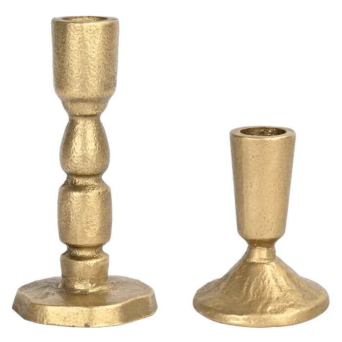Gold Cast Iron Taper Candle Holders - Set of 2 [Online Only]