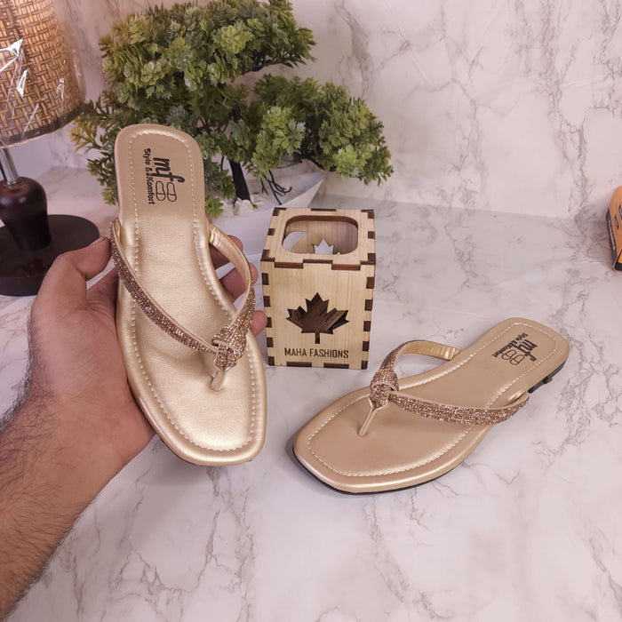 Golden Slipper in Flat - Maha fashions -  woman footwear