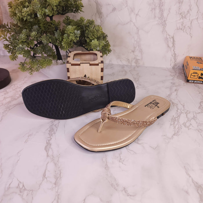 Golden Slipper in Flat - Maha fashions -  woman footwear
