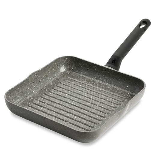 Granite grillpan 26x26 cm zwart vooraanzicht
