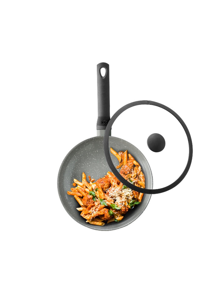 Granite hapjespan 28 cm zwart met pasta