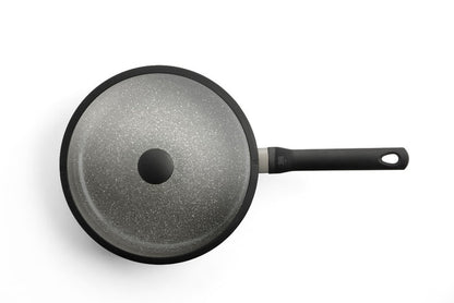 Granite hapjespan 28 cm zwart bovenaanzicht