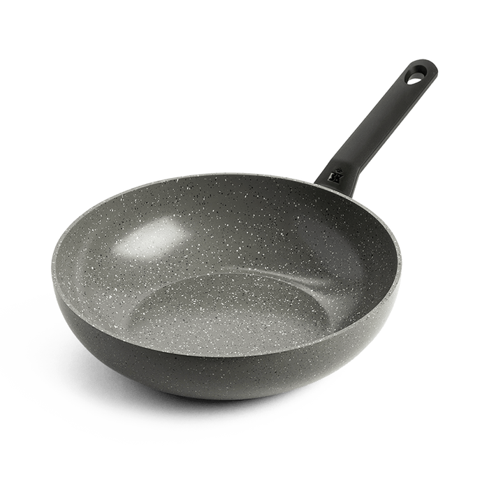 Granite wokpan 28 cm zwart vooraanzicht
