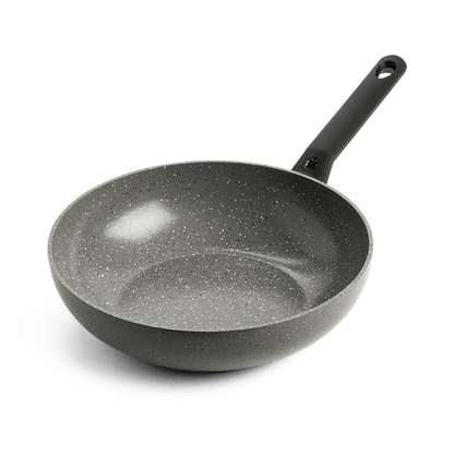 Granite wokpan 28 cm zwart vooraanzicht