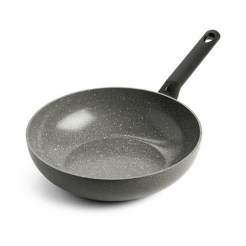 Granite wokpan 28 cm zwart vooraanzicht