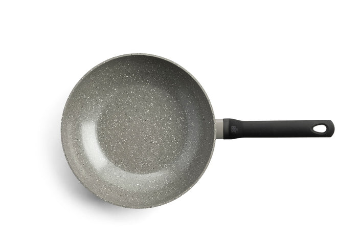 Granite wokpan 28 cm zwart bovenaanzicht