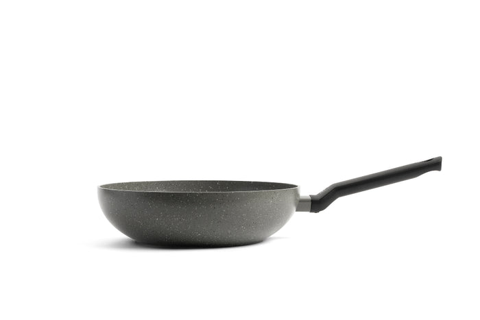 Granite wokpan 28 cm zwart zijaanzicht