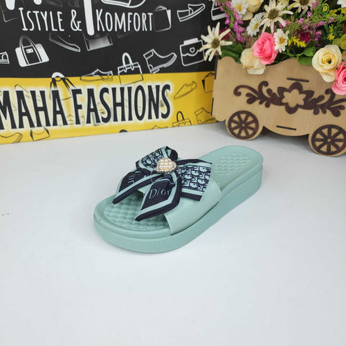 Green Bow Slippers - Maha fashions -