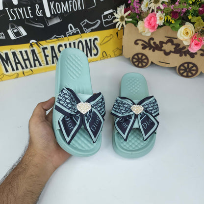 Green Bow Slippers - Maha fashions -