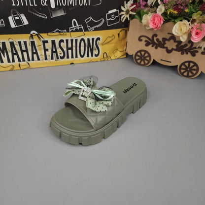 Green Bow Softies For Her - Maha fashions -  Women Footwear