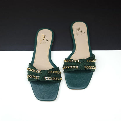 Green Chain Slippers - Maha fashions -