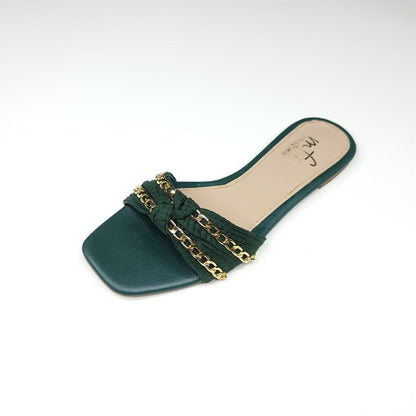 Green Chain Slippers - Maha fashions -