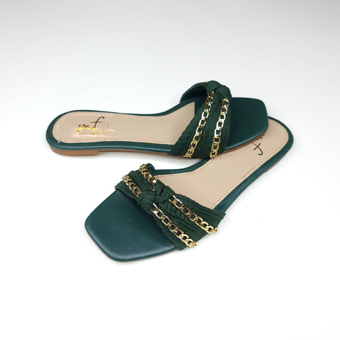 Green Chain Slippers - Maha fashions -