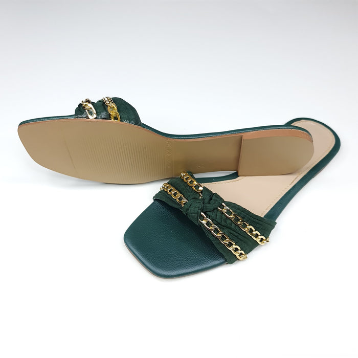 Green Chain Slippers - Maha fashions -