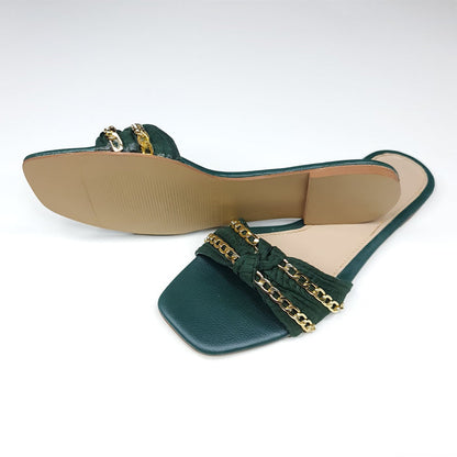 Green Chain Slippers - Maha fashions -