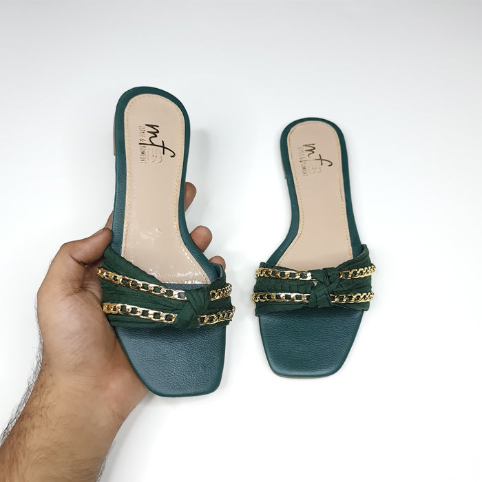 Green Chain Slippers - Maha fashions -