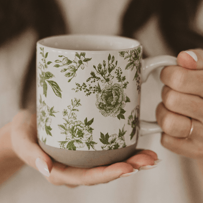 Green Delft 14 oz Stoneware Coffee Mug [Online Only]
