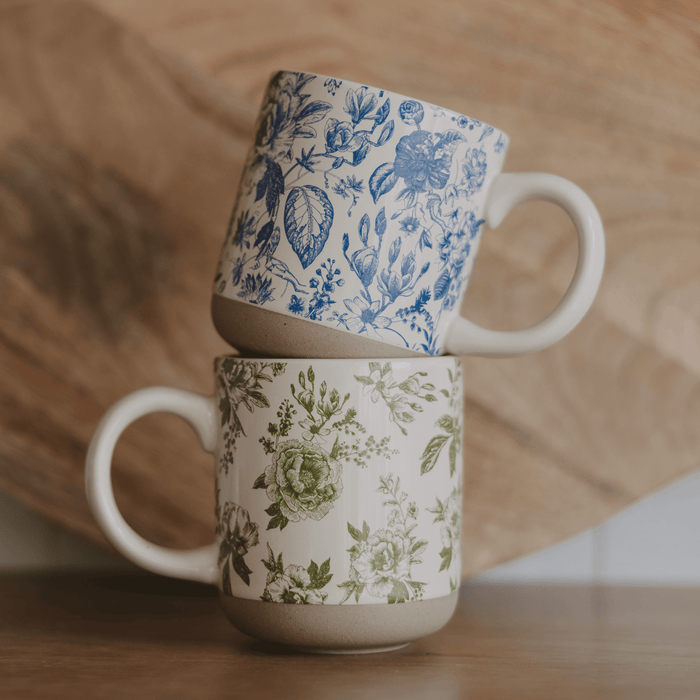 Green Delft 14 oz Stoneware Coffee Mug [Online Only]