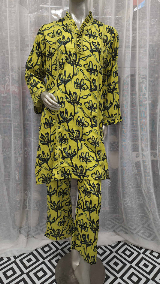 Green Floral Co-ord Set - Women's Tunic & Pants - Maha fashions -  Women Clothing