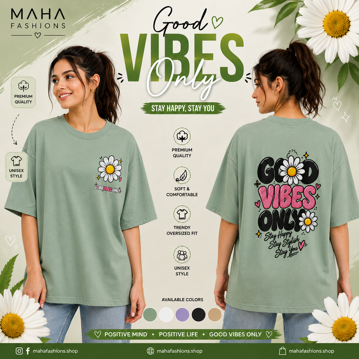 Green Good Vibes Women Drop Shoulder