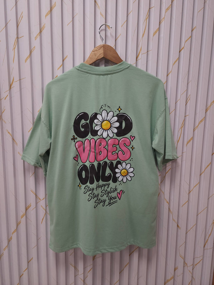Green Good Vibes Women Drop Shoulder
