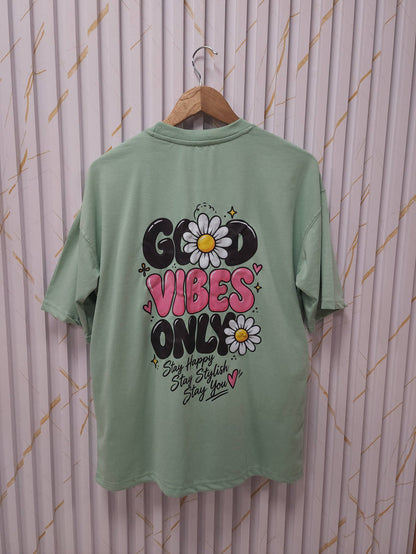 Green Good Vibes Women Drop Shoulder