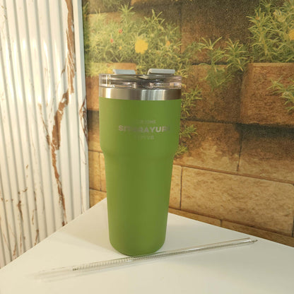Green Insulated Stainless Steel Tumbler - Maha fashions -  Mugs