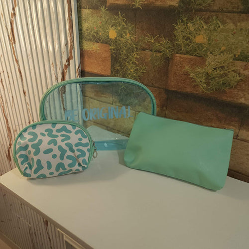 Green Multi Use Pouch 3 Pcs Set - Maha fashions -  Handbags & Wallets