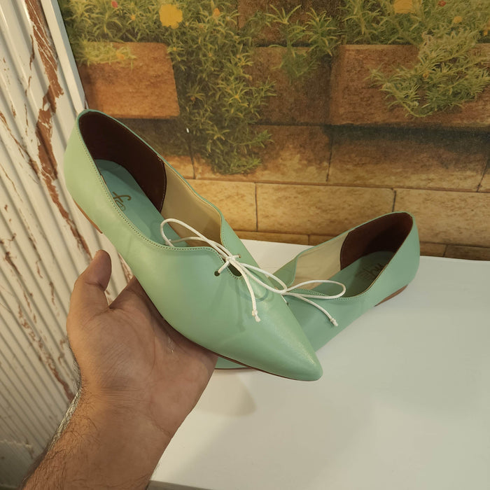 Green Pointed Pumps in Flat - Maha fashions -  Women Footwear