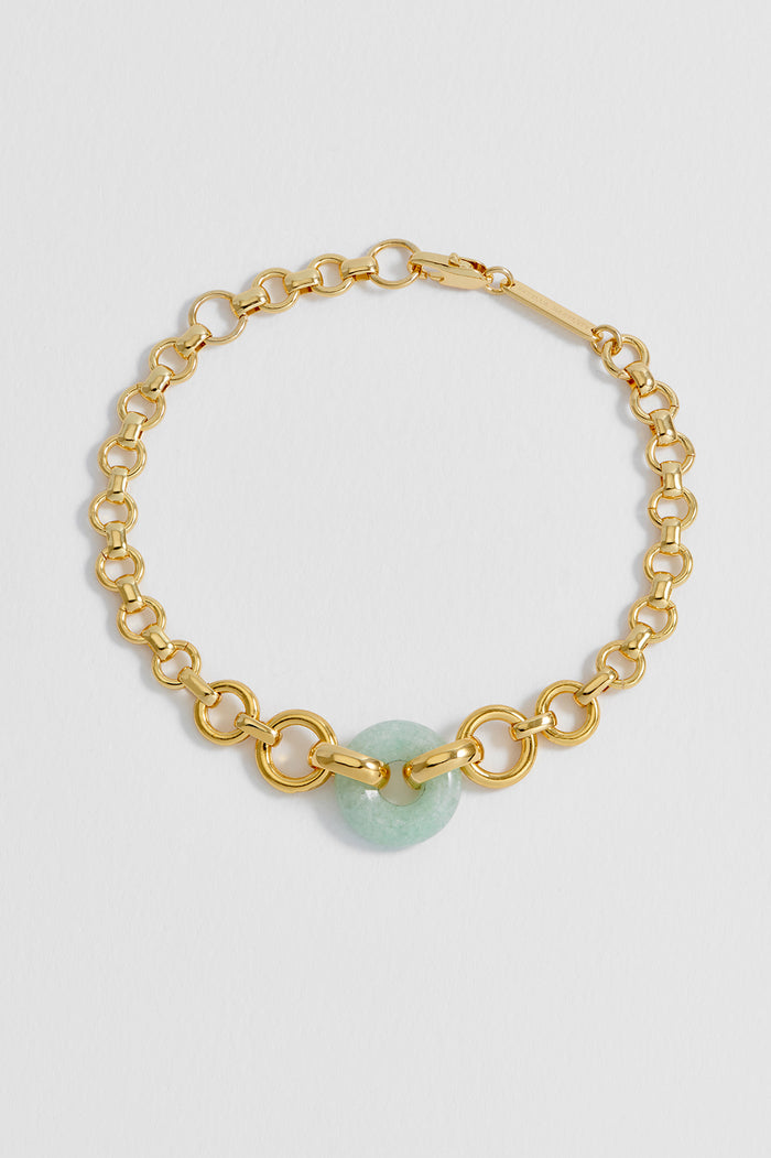Green Quartz Graduated Link T-Bar Bracelet