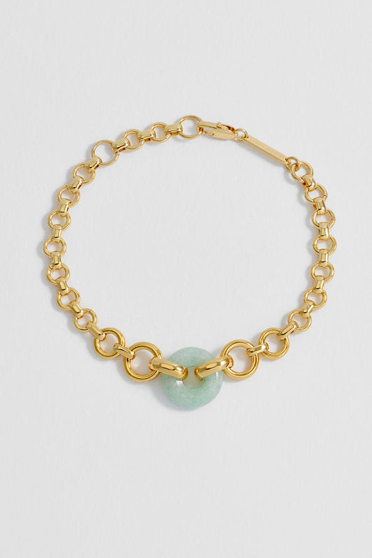 Green Quartz Graduated Link T-Bar Bracelet