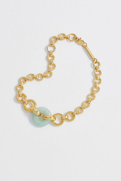Green Quartz Graduated Link T-Bar Bracelet