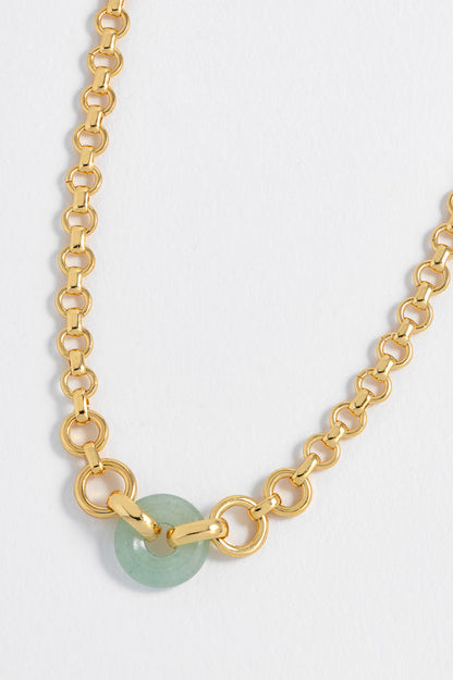 Green Quartz Graduated Round Link Chain Necklace