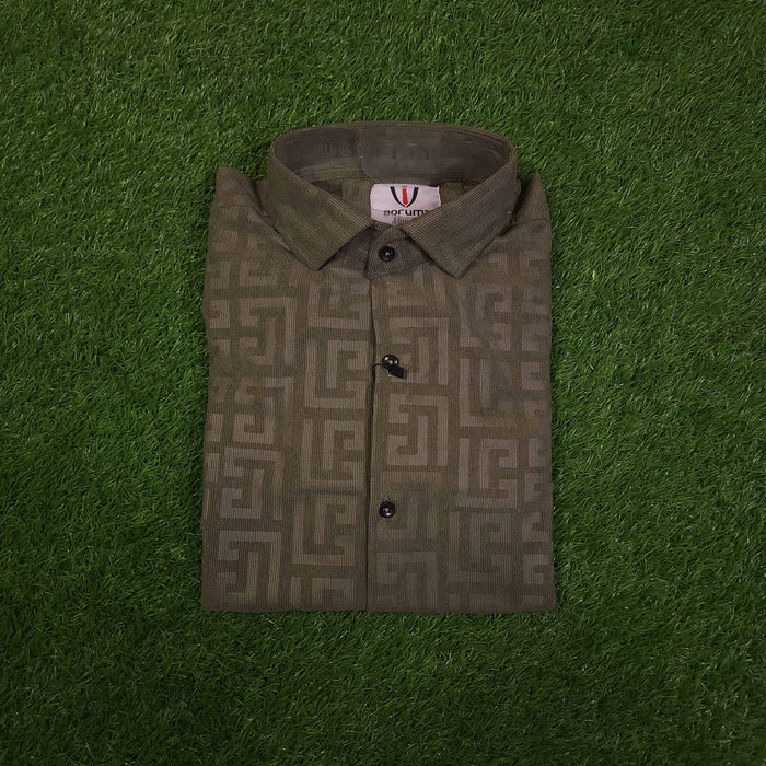Green Self Printed Shirt - Maha fashions -  Men Clothing