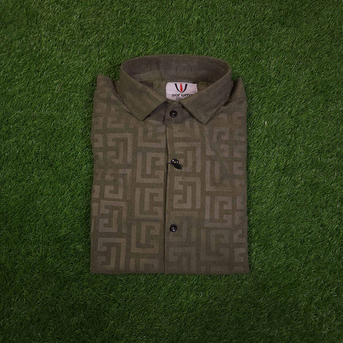 Green Self Printed Shirt - Maha fashions -  Men Clothing