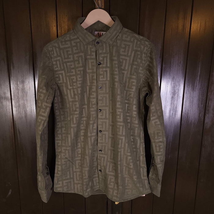 Green Self Printed Shirt - Maha fashions -  Men Clothing