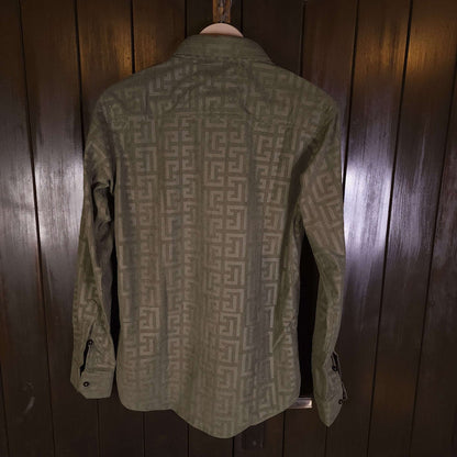 Green Self Printed Shirt - Maha fashions -  Men Clothing