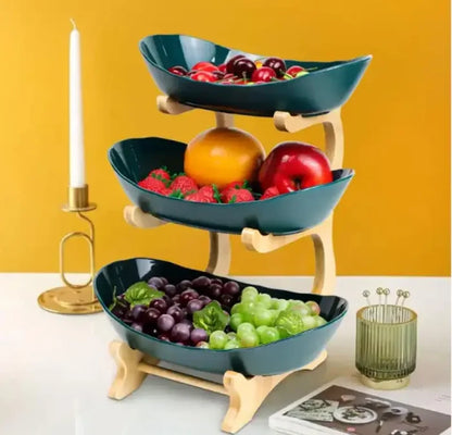 Green Three Layers Plastic Serving Dish - Maha fashions -  House Holds