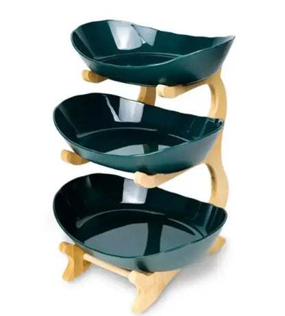 Green Three Layers Plastic Serving Dish - Maha fashions -  House Holds